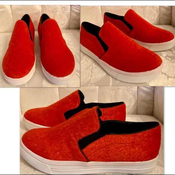 ORANGE PONY HAIR SLIP ON LOAFER - Picture 3 of 5